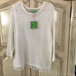 💲⬇️ Pappagallo lightweight fringed sweater, L